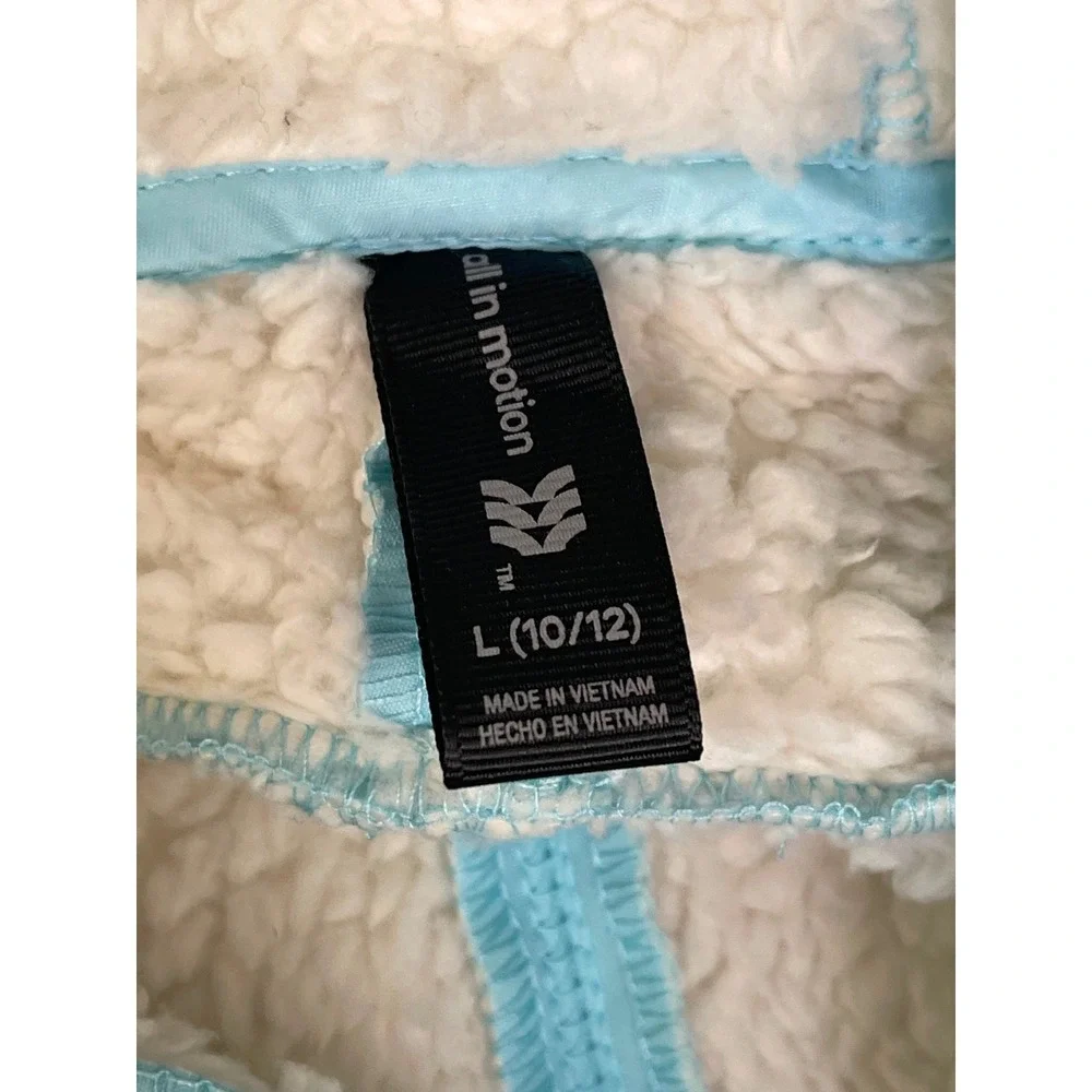 All in Motion Girls Light Blue Sherpa Lined Softshell Jacket Hooded Size L 10/12